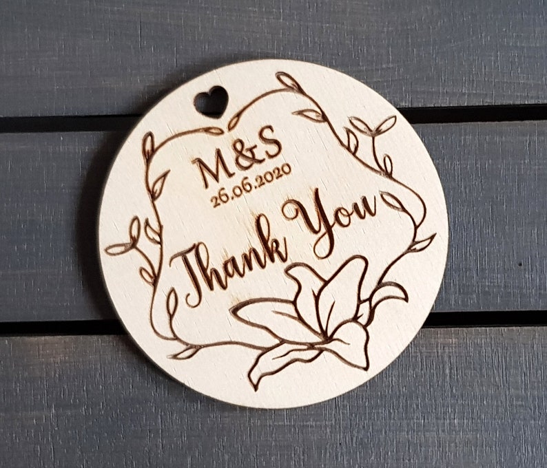 Personalized Thank you Wedding Favor Tags Wedding Favors Magnet Thank you Tags Rustic Tags wooden Tags Hearts Tags Wood Tags Wedding Favor image 6