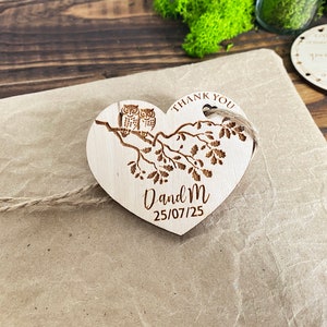 Wedding favor tags Custom Wedding Hear tags Personalized Wood Thank you tags Wedding Favors for Guests Rustic Wedding favor Thank you wooden image 4