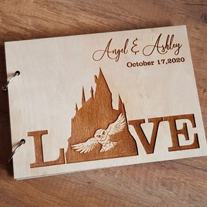 Personalized Guest Book Baby Shower Engraved Wooden Guest Book Rustic Wedding Guest Book Alternative Guest Book Wedding Wood Guest Book Owl image 1