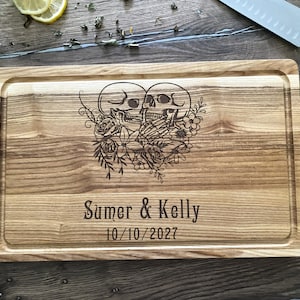 Gothic cutting board Halloween cutting board personalized wedding cutting board engraving Till Death board wood wedding goth chopping board