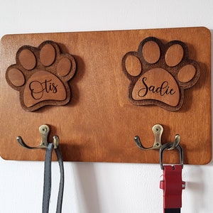 Wood Dog Leash Holder for wall Custom Pet Gift Personalized Pet Dog Leash Holder Wooden Organizer wood dog name sign dog leash hanger key
