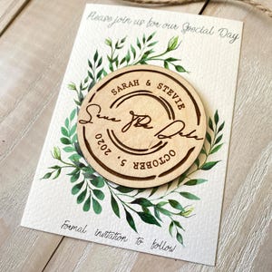 Hochzeit Save the date Magnet mit botanischem Motiv mit Karte Holz Save the date Magnet Hochzeit Unikat mit Vögel und Save the Date Monogramm