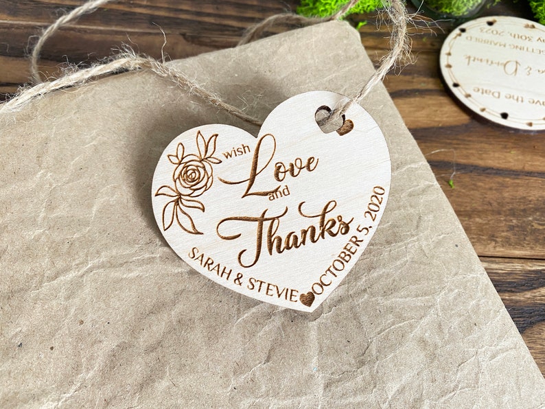 Personalized Thank you Wedding Favor Tags Wedding Favors Magnet Thank you Tags Rustic Tags wooden Tags Hearts Tags Wood Tags Wedding Favor image 4