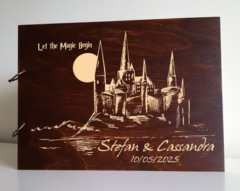 Personalized Guest Book Always Custom photo album Rustic Guest Book Wooden Wizard School Guest Book Wood Wedding Photo Scrapbook Album Magic