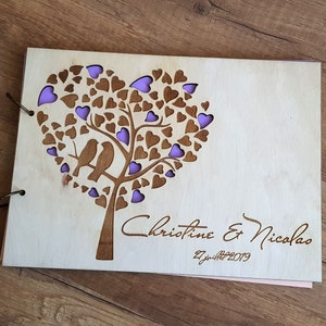 Wedding Personalized Guest Book Engraved Guest Book Heart Wooden Rustic Wedding Guest Book Wood GuestBook Wedding Tree Guest Book love birds