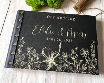 Scrapbook Wedding Photo Album Personalized Guest Book floral Photo Book Rustic Guest Book birds Wood Guest Book Flowers Personalized Album