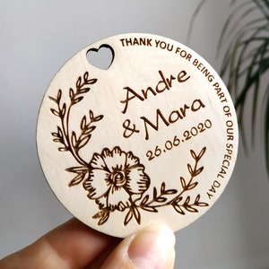 Personalized Thank you Wedding Favor Tags Wood Rustic Wedding Thank You Tags Rustic Wedding Thank You Favors Tags Wooden Favor Tags Flowers image 8