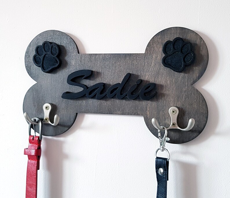 Wood Dog Leash Holder for wall Personalized Custom Pet Gift | Etsy