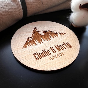 Mountain Coasters rustic coaster favor wedding coasters wood Wedding souvenirs for guests wholesale Set of wooden Personalized coasters gift
