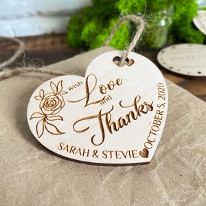 Personalized Thank you Wedding Favor Tags Wedding Favors Magnet Thank you Tags Rustic Tags wooden Tags Hearts Tags Wood Tags Wedding Favor image 3