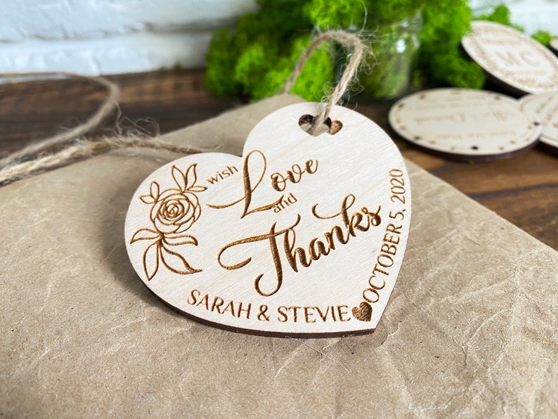 Personalized Thank you Wedding Favor Tags Wedding Favors Magnet Thank you Tags Rustic Tags wooden Tags Hearts Tags Wood Tags Wedding Favor image 3