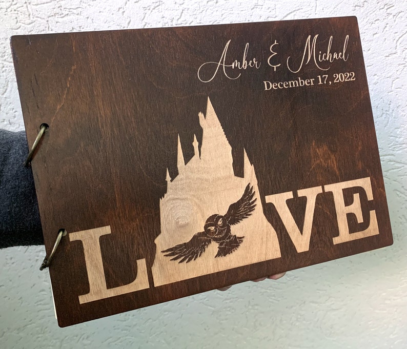 Personalized Guest Book Baby Shower Engraved Wooden Guest Book Rustic Wedding Guest Book Alternative Guest Book Wedding Wood Guest Book Owl image 3