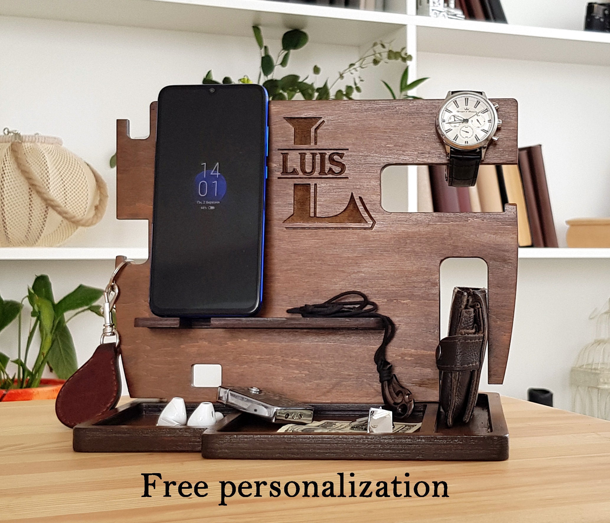 Personalized Charging Station Organizer Docking Station Men Etsy