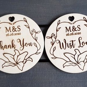 Personalized Thank you Wedding Favor Tags Wedding Favors Magnet Thank you Tags Rustic Tags wooden Tags Hearts Tags Wood Tags Wedding Favor image 7