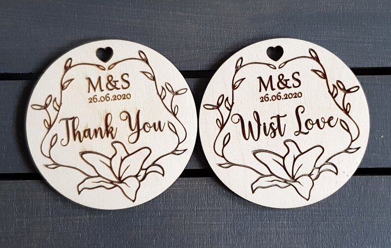 Personalized Thank you Wedding Favor Tags Wedding Favors Magnet Thank you Tags Rustic Tags wooden Tags Hearts Tags Wood Tags Wedding Favor image 7