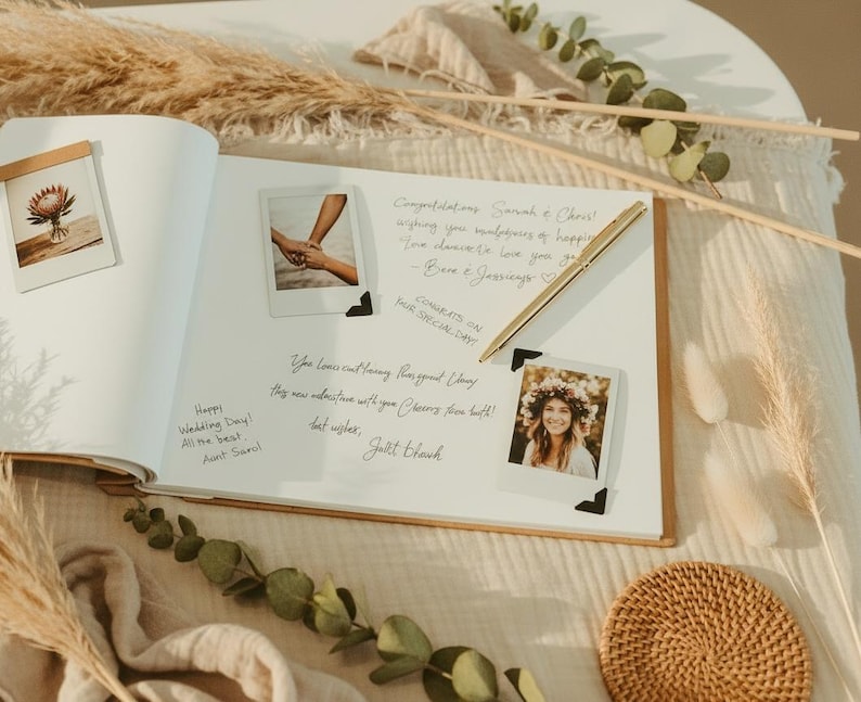 Personalized Gothic Wedding Guest Book, Skeleton Hands Skull Photoalbum, Till Death Scrapbook, Spider Web image 14