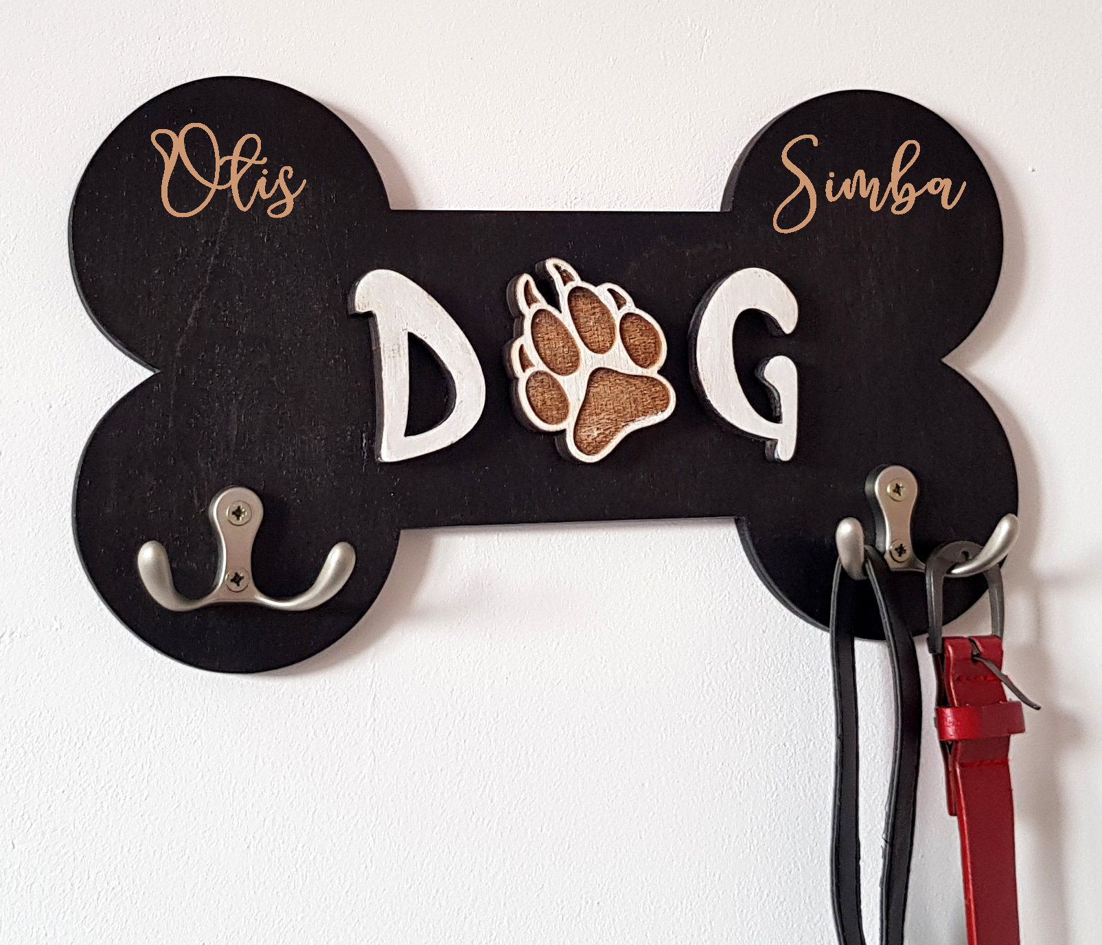 Wood Dog Leash Holder for wall Personalized Custom Pet Gift Etsy