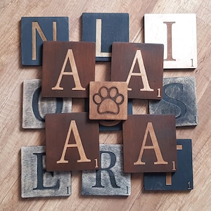 Wood Tile House Scrabble Tiles Family Name Signs Wall Wooden Scrabble Tiles Wall Art Scrabble Wood Letters Family Wooden Crossword Pieces