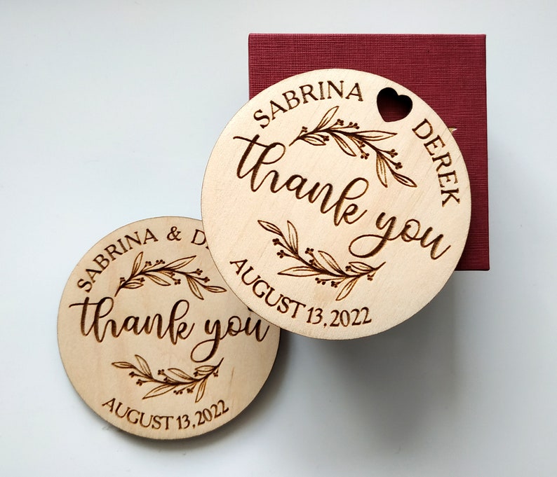 Personalized Thank you Wedding Favor Tags Wood Rustic Wedding Thank You Tags Rustic Wedding Thank You Favors Tags Wooden Favor Tags Flowers image 7