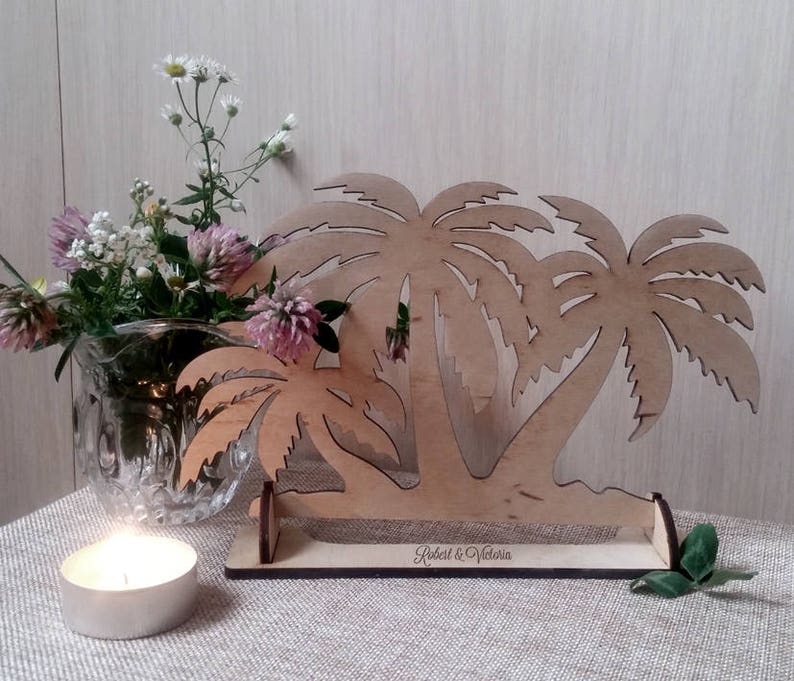 Alternative Guest Book Wood Palm Engraved Wedding Guest Book Alternative Sign Guest Book Wedding Baech Wooden Personalized Guest Book Tree image 5