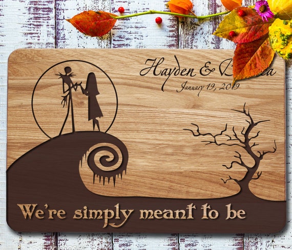 Nightmare Before Christmas Wood Cutting Board Personalized