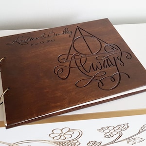 Livre d'or Toujours en bois Livre d'or de mariage rustique avec photos Album de scrapbooking en bois Livre d'or de mariage Album photo personnalisé