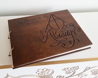 Guest Book Always Wooden Guest Book Rustic wedding guest book with photos Wood Scrapbook Album Wedding Guest Book Personalized Photo Album