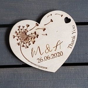 Wedding favor tags Custom Wedding Hear tags Personalized Wood Thank you tags Wedding Favors for Guests Rustic Wedding favor Thank you wooden image 7