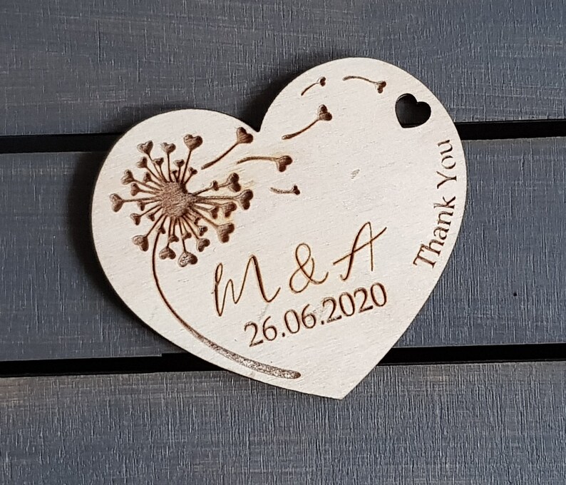 Wedding favor tags Custom Wedding Hear tags Personalized Wood Thank you tags Wedding Favors for Guests Rustic Wedding favor Thank you wooden image 7