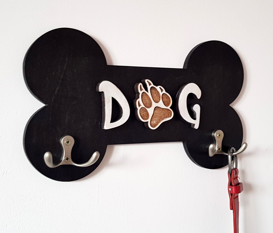 Wood Dog Leash Holder for Wall Personalized Custom Pet Gift Etsy