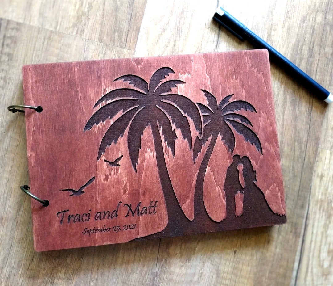 Personalized Guest Book Engraved Wooden Guest Book Baech Rustic Wedding