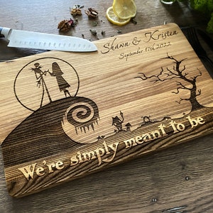 Christmas Tales wood cutting board Halloween personalized wedding cutting board engraving for couple board nightmare kitchen gift Goth style