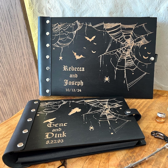 Scrapbook Halloween Gothic Wedding Guest Book: Skeleton Hands, Skull, Personalized Photo Album till death
