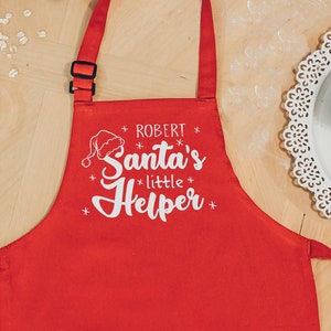 Kids Personalized Christmas Apron | Santa's Little Helper Apron | Custom Christmas Gift for Kids | Toddler Baking Apron for Child