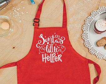 Santas Little Helper Apron | Red Toddler Apron | Christmas Gift for Kids | Holiday Cooking Gift