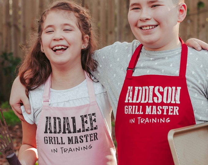 tablier de barbecue personnalisé pour enfants | Griller avec papa | Tablier grill pour jeunes | Tablier pour tout-petit | Cadeau personnalisé barbecue