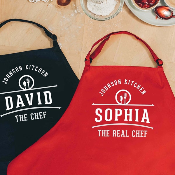 His and Hers Aprons | Custom Anniversary Gift | Set of 2 Funny Couple Aprons | Bridal Shower Gift | Cotton Aprons | Valentine's Day Gift