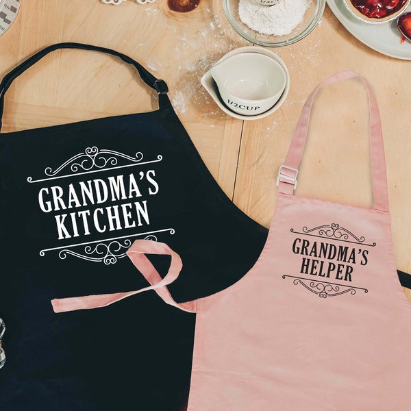 Grandma and Me Aprons | Set of 2 Personalized Aprons | Family Matching Aprons | Grandma and Granddaughter Aprons | Gift for Grandma