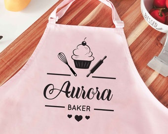 Cute Apron for Kids | Baking Pink Apron | Personalized Apron | Custom Child Cooking Gift