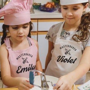 Masterbaker Apron for Kids | Baking Kids Apron and Chef Hat | Personalized Apron | Custom Kids Baking Gift | Cotton Apron with Pocket