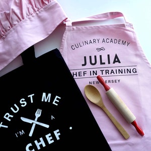 Apron for Kids Toddler Apron and Chef Hat Personalized Cooking Gift Set Custom Gift Little Chef in Training image 5