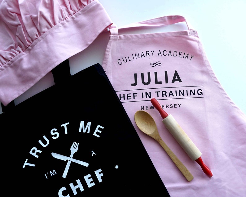 Apron for Kids Toddler Apron and Chef Hat Personalized Cooking Gift Set Custom Gift Little Chef in Training image 5