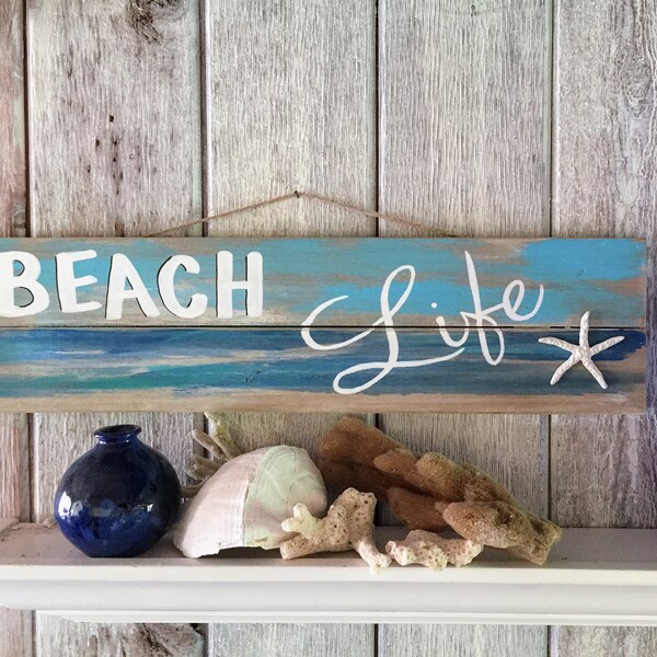 Beach Art Wood Etsy