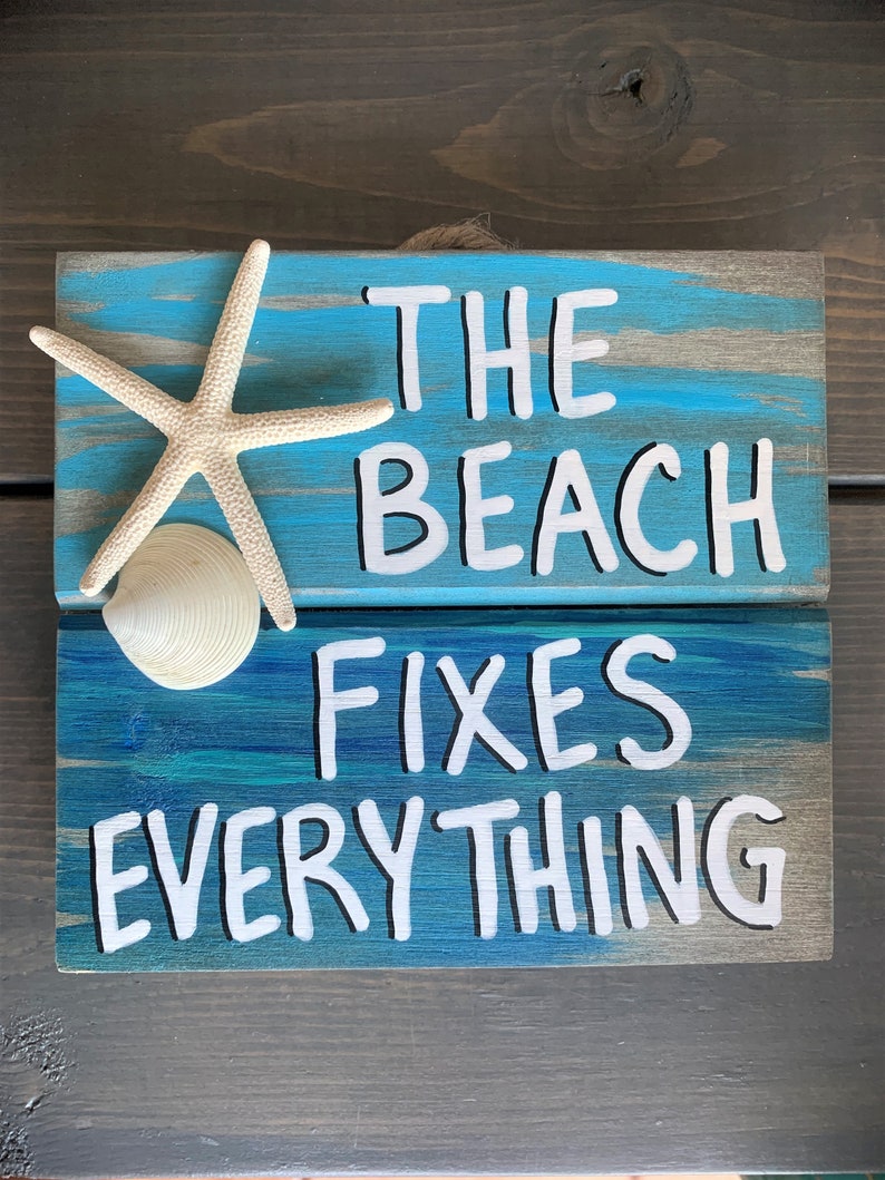 Beach Pallet Art Wooden Beach Fixes Everything Sign Beach Etsy Canada