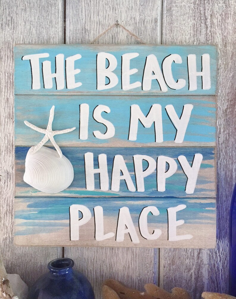 Beach Pallet Art the Beach is My Happy Place Sign Happy Etsy Australia