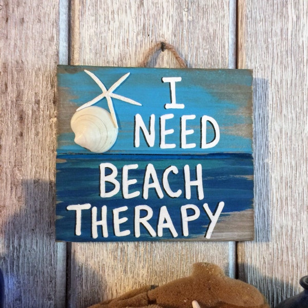 Ocean Pallet Art - Wooden Beach Therapy Sign, Seaside Decor, Upcycled Beach Art, Coastal Sea Wall Art, Nautical Home Decor