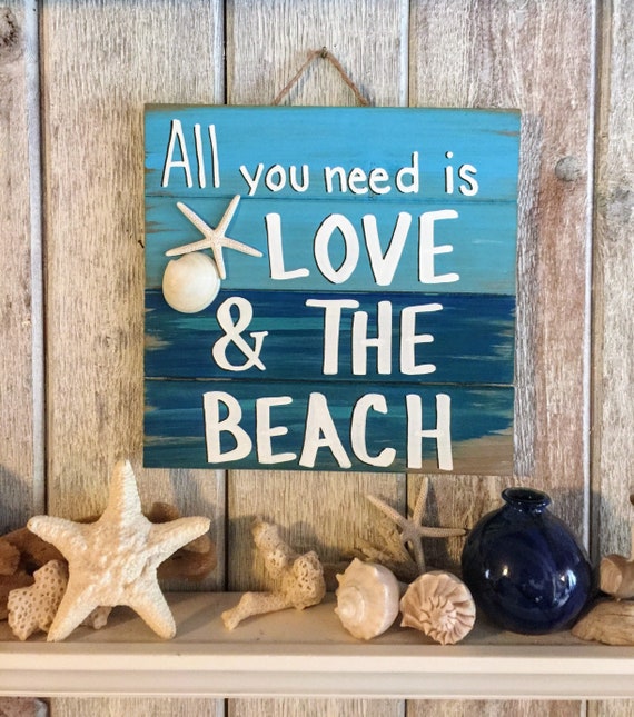 Beach Pallet Art All You Need Is Love And The Beach Pallet Etsy