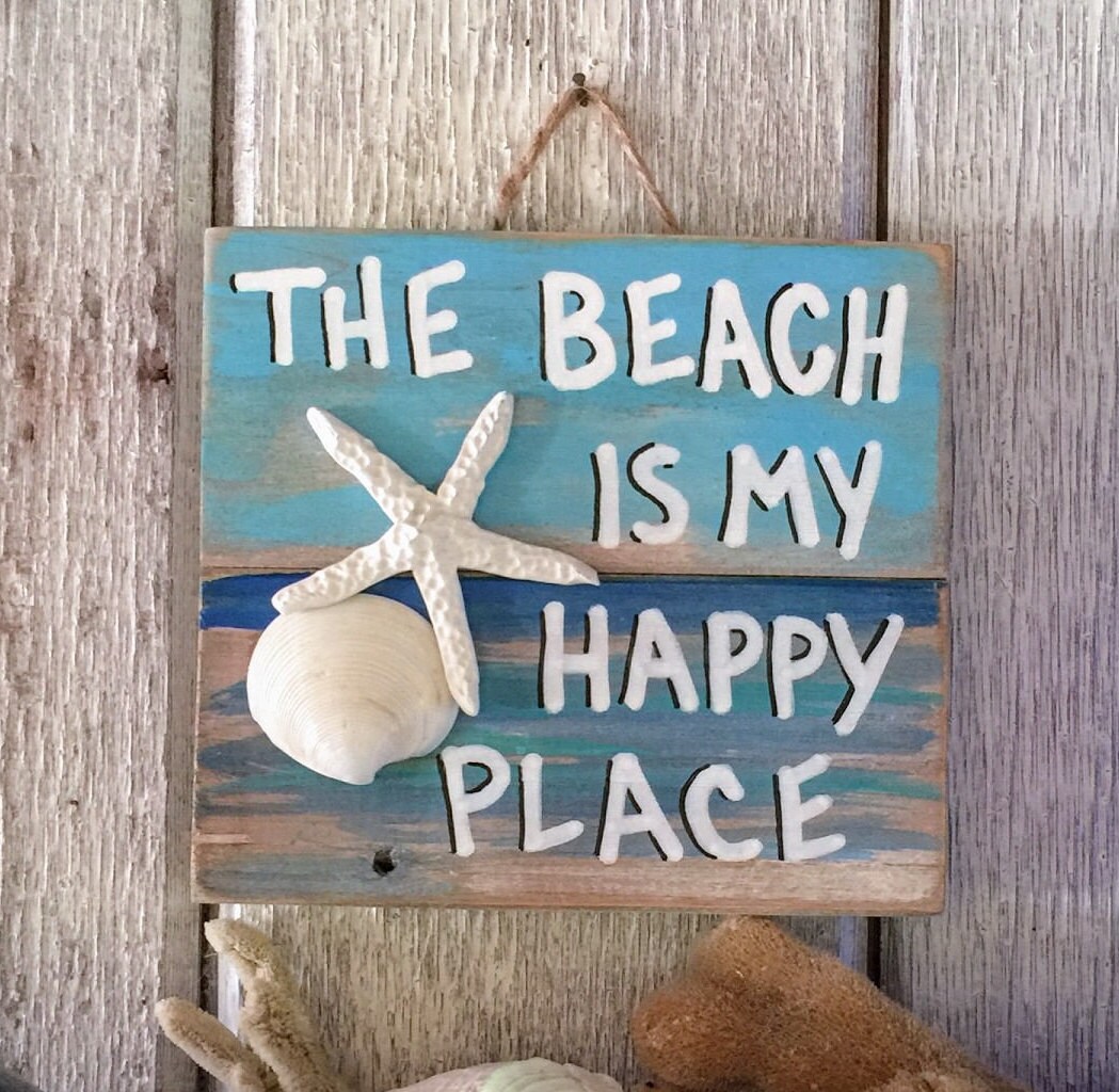 Beach Pallet Art the Beach is My Happy Place Sign Wooden Etsy