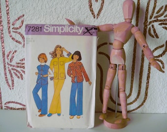Patrón de chaqueta y chaleco para niña de los años 70, Simplicity 7281, talla 14 SIN CORTAR