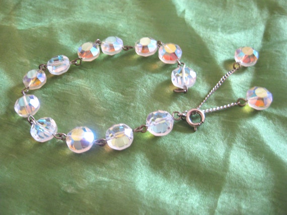 Aurora Borealis Faceted Crystal Bead Bracelet wit… - image 9